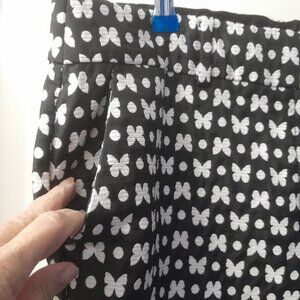 TALBOTS Black & White Butterfly Hampshire Ankle Pants Women's Size 14